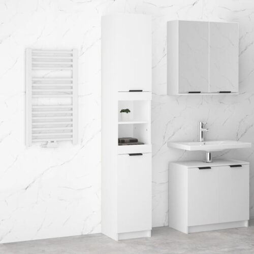Bathroom Cabinet White 32x34x188.5cm Engineered Wood - Image 2