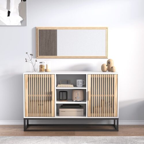 Sideboard White 105x30x65cm Engineered Wood - Image 2