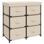 Storage Cabinet with 6 Drawers 55x29x55cm Cream Steel
