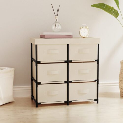 Storage Cabinet with 6 Drawers 55x29x55cm Cream Steel - Image 2
