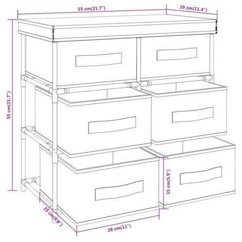 Storage Cabinet with 6 Drawers 55x29x55cm Cream Steel - Image 8