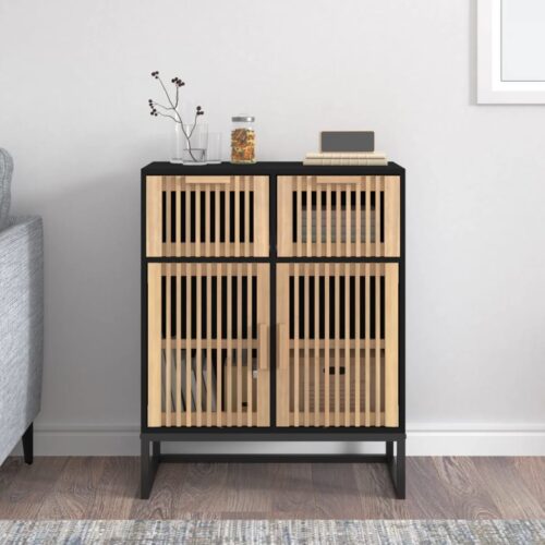 Sideboard Black 60x30x75cm Engineered Wood - Image 2