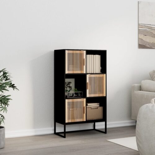 Highboard Black 70x35x125cm Engineered Wood - Image 2