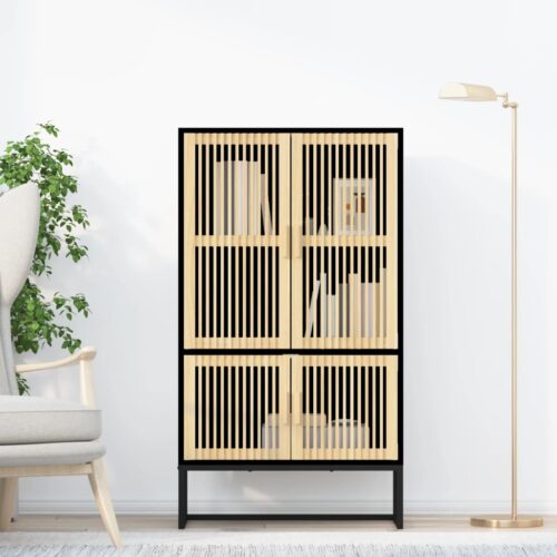 Highboard Black 70x35x125cm Engineered Wood - Image 2