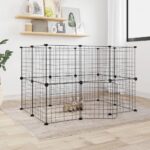 20-Panel Pet Cage with Door Black 35x35cm Steel