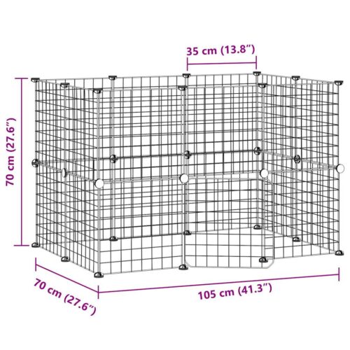 20-Panel Pet Cage with Door Black 35x35cm Steel - Image 4