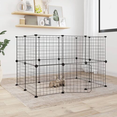 20-Panel Pet Cage with Door Black 35x35cm Steel - Image 5