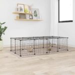 20-Panel Pet Cage with Door Black 35x35cm Steel