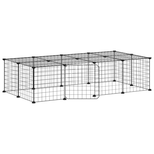 20-Panel Pet Cage with Door Black 35x35cm Steel - Image 2