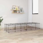 28-Panel Pet Cage with Door Black 35x35cm Steel