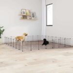28-Panel Pet Cage with Door Black 35x35cm Steel