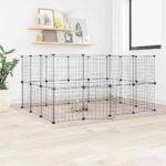 28-Panel Pet Cage with Door Black 35x35cm Steel