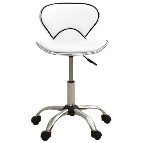 Salon Spa Stool White Faux Leather - Image 2