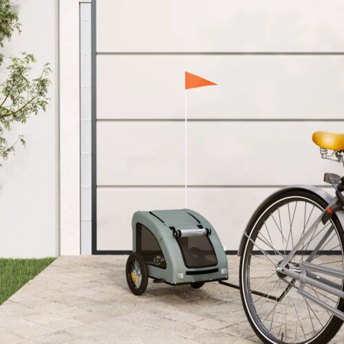 Pet Bike Trailer Grey Oxford Fabric Iron - Image 12