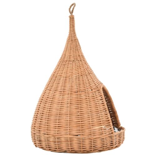 Cat House with Cushion 40x60cm Natural Willow Teepee - Image 4