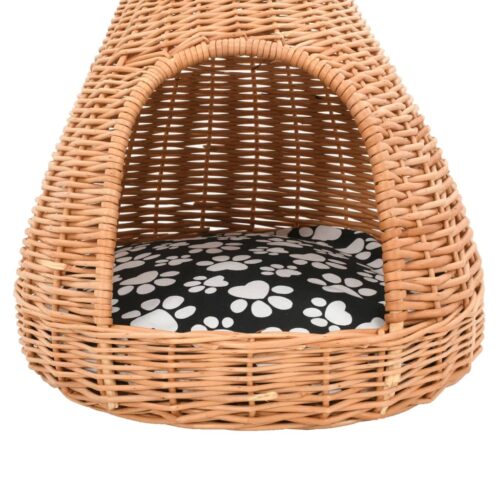 Cat House with Cushion 40x60cm Natural Willow Teepee - Image 7