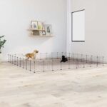 36-Panel Pet Cage with Door Black 35x35cm Steel