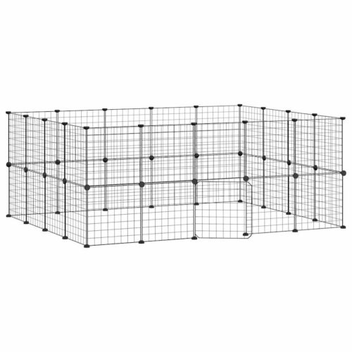 36-Panel Pet Cage with Door Black 35x35cm Steel - Image 2