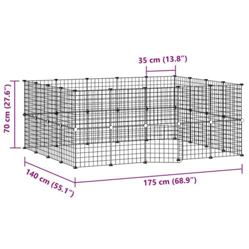 36-Panel Pet Cage with Door Black 35x35cm Steel - Image 4