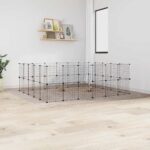 44-Panel Pet Cage with Door Black 35x35cm Steel