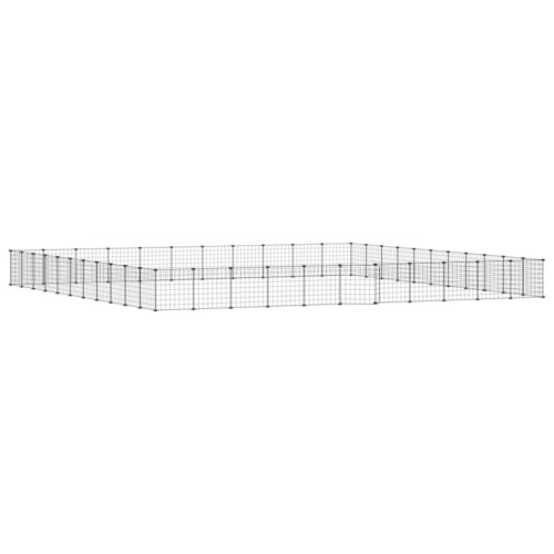44-Panel Pet Cage with Door Black 35x35cm Steel