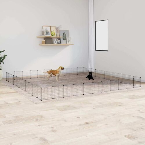 44-Panel Pet Cage with Door Black 35x35cm Steel - Image 5