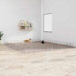 52-Panel Pet Cage with Door Black 35x35cm Steel