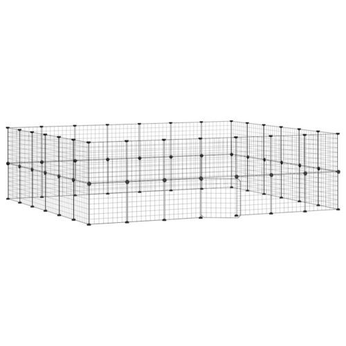 52-Panel Pet Cage with Door Black 35x35cm Steel - Image 2