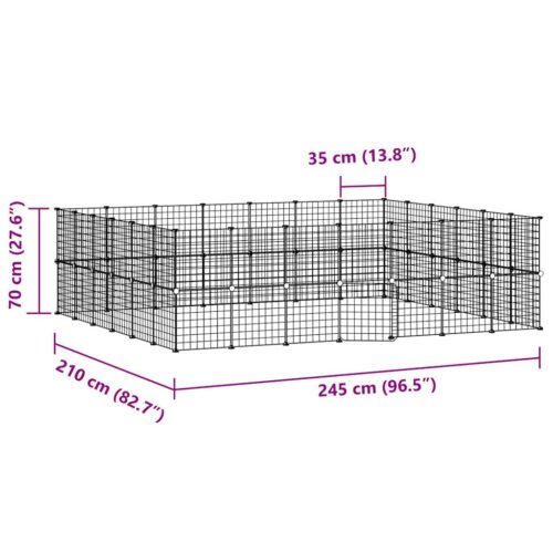 52-Panel Pet Cage with Door Black 35x35cm Steel - Image 4