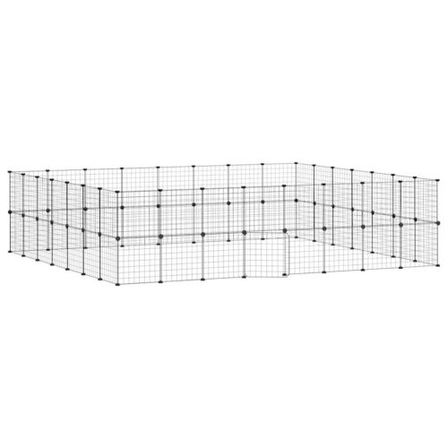 60-Panel Pet Cage with Door Black 35x35cm Steel - Image 2