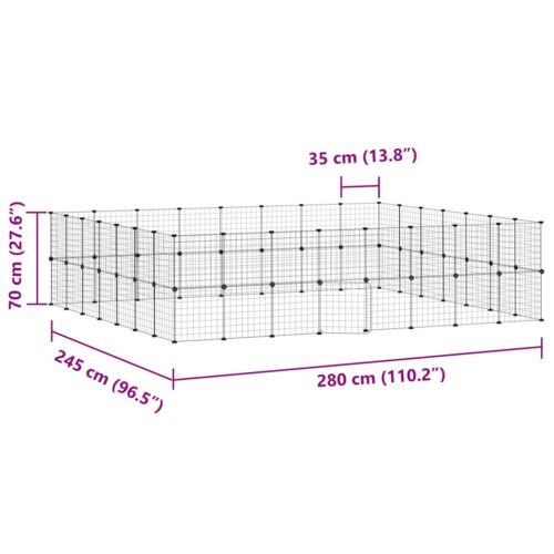 60-Panel Pet Cage with Door Black 35x35cm Steel - Image 4