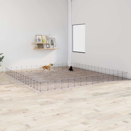 60-Panel Pet Cage with Door Black 35x35cm Steel