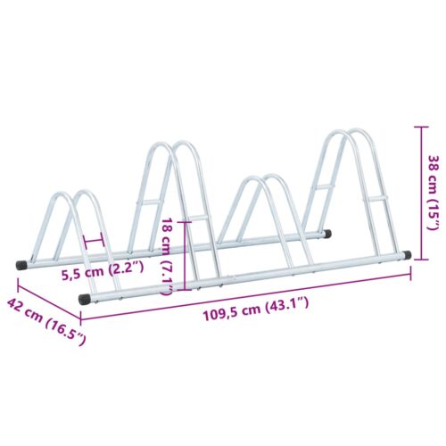 Bicycle Stand for 4 Bikes Floor Freestanding Galvanised Steel - Image 8