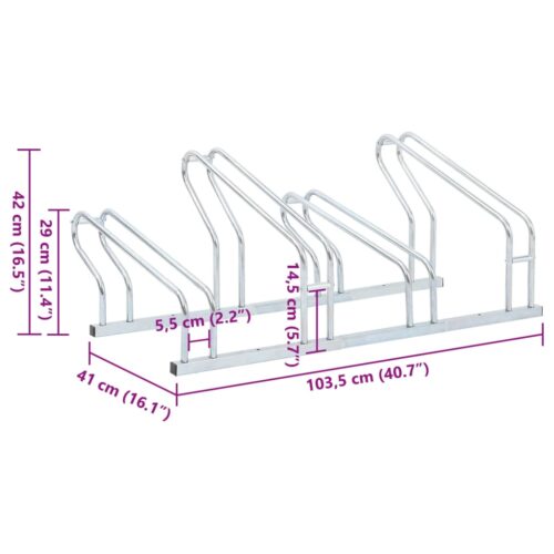 Bicycle Stand for 4 Bikes Floor Freestanding Galvanised Steel - Image 7