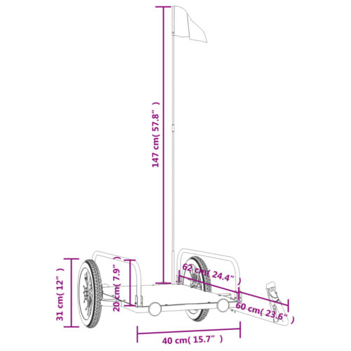 Bike Trailer Black 122x53x31cm Iron - Image 10