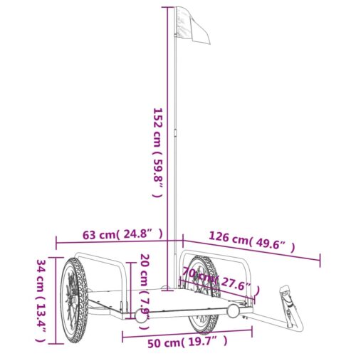 Bike Trailer Black 126x63x34cm Iron - Image 10