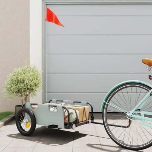 Bike Trailer Grey Oxford Fabric Iron - Image 2