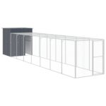 Chicken Cage with Run Anthracite 165x863x181cm Galvanised Steel