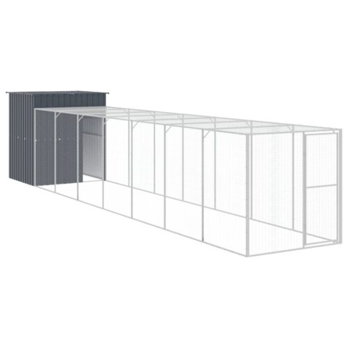 Chicken Cage with Run Anthracite 165x863x181cm Galvanised Steel
