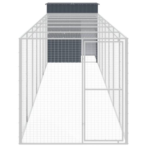 Chicken Cage with Run Anthracite 165x863x181cm Galvanised Steel - Image 3