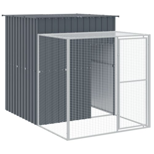 Chicken Cage with Run Anthracite 165x863x181cm Galvanised Steel - Image 6