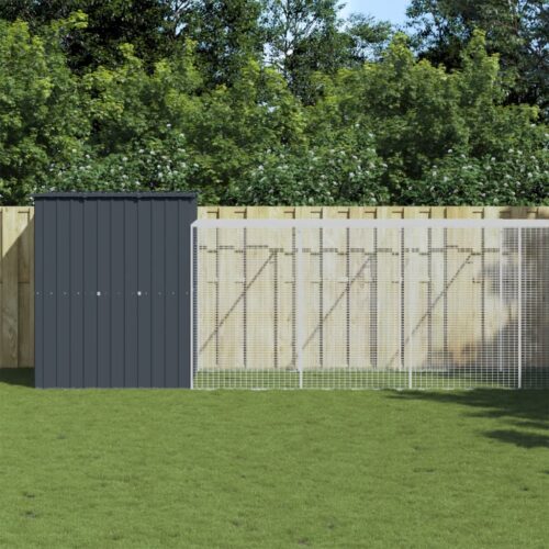 Chicken Cage with Run Anthracite 165x863x181cm Galvanised Steel - Image 9