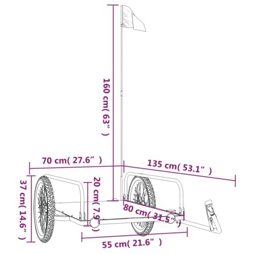 Bike Trailer Black 135x70x37cm Iron - Image 10