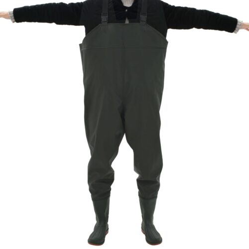 Waterproof Chest Waders with Boots PVC Hunting Fishing Tackle Wading Pants Green Size 46 - Image 4