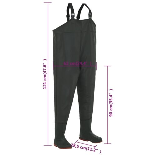 Waterproof Chest Waders with Boots PVC Hunting Fishing Tackle Wading Pants Green Size 45 - Image 7