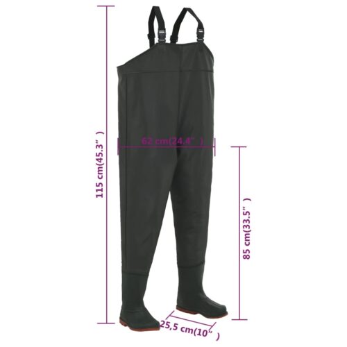 Waterproof Chest Waders with Boots PVC Hunting Fishing Tackle Wading Pants Green Size 39 - Image 7