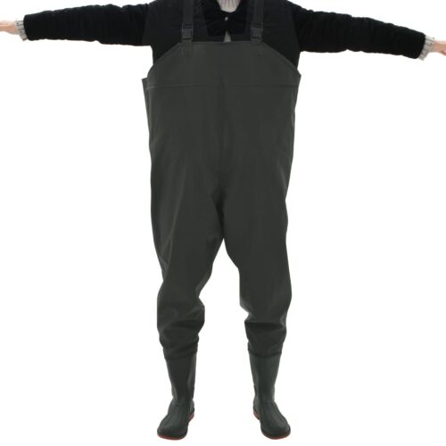 Waterproof Chest Waders with Boots PVC Hunting Fishing Tackle Wading Pants Green Size 44 - Image 4