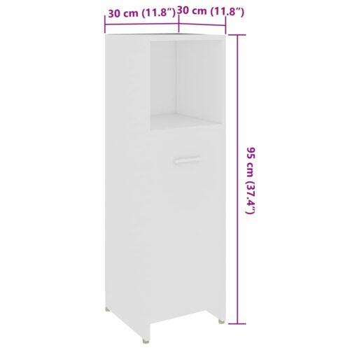 Bathroom Cabinet White 30x30x95cm Engineered Wood - Image 9