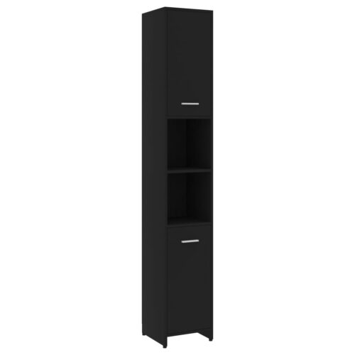 Bathroom Cabinet Black 30x30x183.5cm Engineered Wood