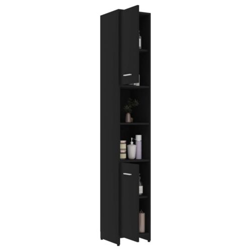 Bathroom Cabinet Black 30x30x183.5cm Engineered Wood - Image 4